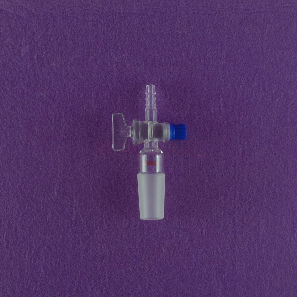 Lab glass valve adapter with valve,joint size 24/40,OD of the hose is 8mm - Image 1 of 1