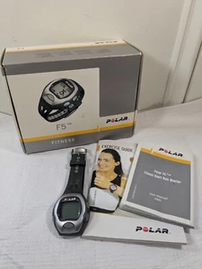 Polar F5 Black CE0537 Heart Rate Fitness Monitor Watch + Heart Sensor UNTESTED - Picture 1 of 9