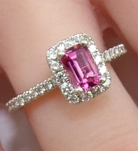Neil Lane Pink Tourmaline & Diamond Halo Engagement 14K White Gold Ring LMF2 - Picture 1 of 9