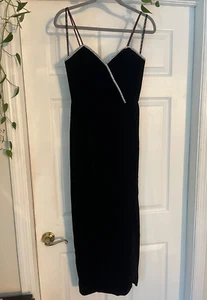 Vintage 90's Betsy & Adam Green Black Velvet Crystal Neckline Dress Size 3-4 - Picture 1 of 12