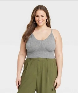 A New Day Size 2XL Women's V-Neck Bralette Sweater in Gray XXL - Picture 1 of 8