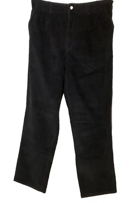 Eddie Bauer Corduroy Pants 42x36.5 Tall Black Relaxed Fit Pleated Elastic READ - Image 1 of 4