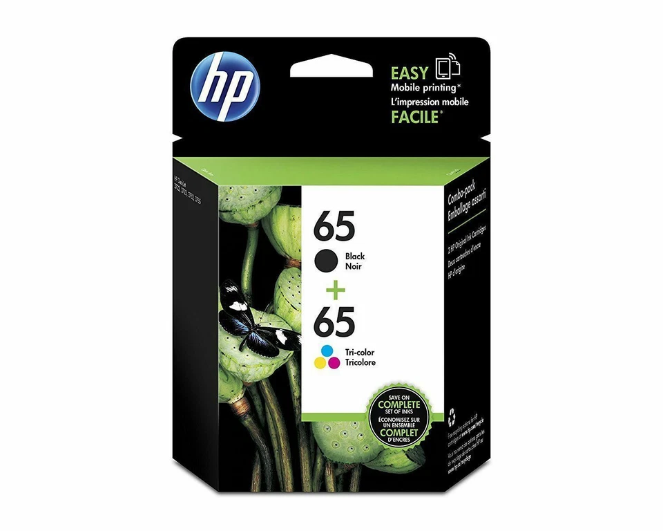 HP #65 2pack Combo Ink Cartridges 65 Black and Color New Genuine - Image 1 of 1