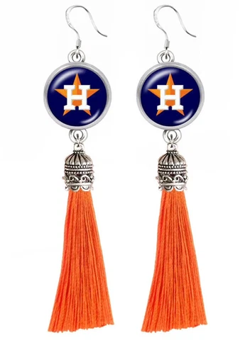 Houston Astros Earrings Baseball Tassel Fish hook Dangle Earrings FREE SHIPPING Cover