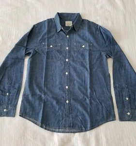 American Eagle AE Herren blau Western Chambray Denim Jeans Knopf Hemd Neu mit Etikett - Bild 1 von 3