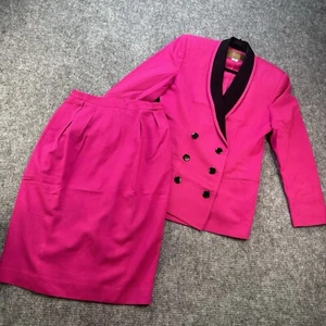 Vintage 90er Saville Rock Anzug Jacke 8 rosa schwarz 100% Wolle Revers Made in USA - Bild 1 von 23