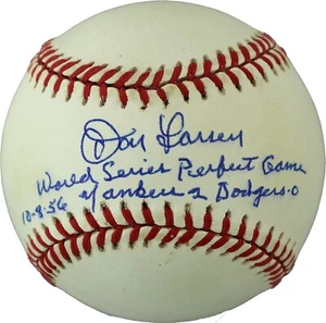 Don Larsen Firmado AL Béisbol Inscrito Serie Mundial Juego Perfecto con Puntuación PSA - Imagen 1 de 2
