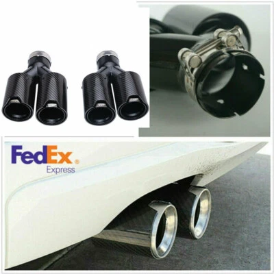 Выхлопная труба из углеродного волокна L&R 63 мм вход 89 мм выход двойной наконечник для BMW Y стиль - Изображение 1 из 4