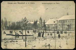 Germany Bavaria Winter Fun Greetings from Neustadt Europe 1907 Postal Card - Picture 1 of 2