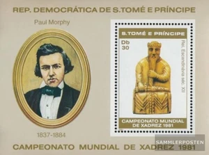 Sao Tome e Principe block66a MNH 1981 Chess-WM - Picture 1 of 1