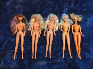 1990s Sparkly/ Glitter Hair Barbies, Lot Of 5 - Picture 1 of 9