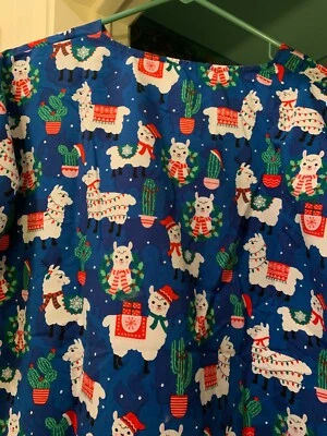 SCRUB TOP SIZES: XS, M, L, XL, 2XL MERRY LLAMA CHRISTMAS NWT NURSE MEDICAL VET - Image 1 of 4