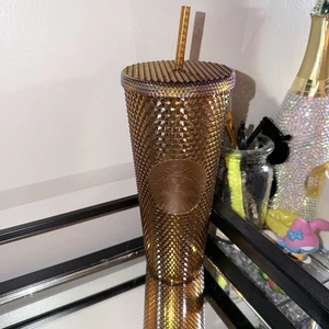 Starbucks Edición Limitada 50 Aniversario Panal Oro Tachonado Taza Fría 24oz - Imagen 1 de 1