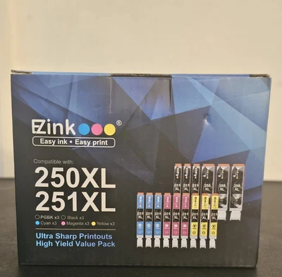 Cartuchos de tinta EZink PGI250XL, CLI251XL (paquete de 15) todos sellados Foto 1 de 4