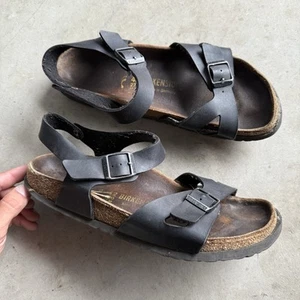 Sandalias Birkenstock Rio Milano para mujer negras con correa trasera talla 11US EU42 - Imagen 1 de 11