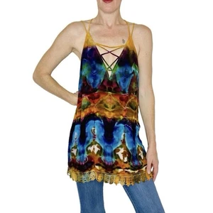 Forever 21 Regenbogen Batik Häkel Hippie Festival Tunika Tank Top - Bild 1 von 8