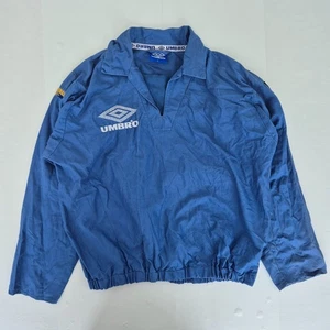 UMBRO Pro Training Drill Top Medium Blue Men Vintage Retro 90s Football Collared - Picture 1 of 18
