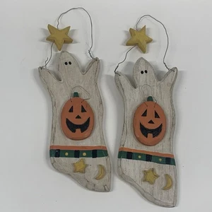 Menge 2 Rustikale Primitive-Stil Holz Halloween Geister Türhänger Dekorationen - Bild 1 von 3