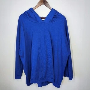 Sudadera con capucha Bryn Walker de gran tamaño para mujer azul medio Lagenlook algodón minimalista - Imagen 1 de 11