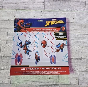 New! Marvel Spiderman 12 Swirl Party Decorations! - Picture 1 of 3