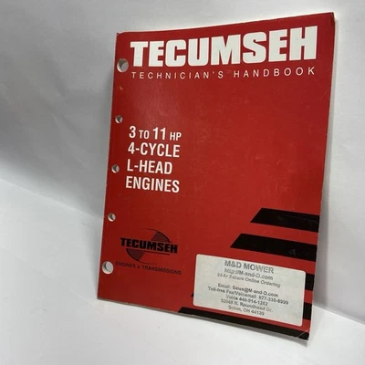 TECUMSEH TECHNICIAN'S HANDBOOK 3 TO 11 HP 4-CYCLE L-HEAD ENGINES 740049 - Image 1 of 3