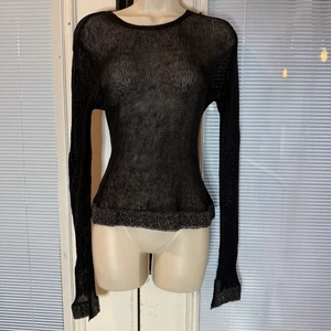 BCBG Nordstrom Loose Knit Linen blend long sleeve Top Beaded Sleeve Bottom M - Picture 1 of 8