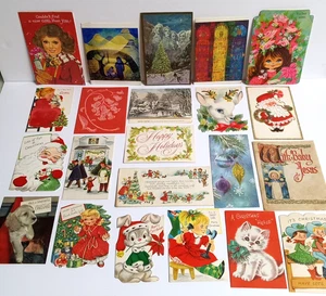 31 Vintage Used Christmas Greeting Cards 1960's-1970's Scrapbook Crafts Ephemera - Picture 1 of 13