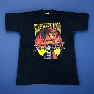 VINTAGE 2000 Y2K Daytona Beach Bike Week Black Biker Shirt Men’s Size Large - Picture 1 of 10