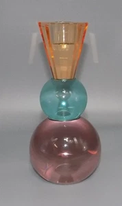 Portacandele vintage in vetro 3 colori rosa acqua pesca sfera portacandele - Foto 1 di 8