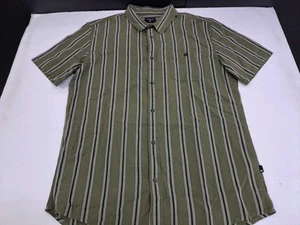 NWT Quicksilver Mens Short Sleeve Button Up Vertical Striped Shirt Size L #7121 - Picture 1 of 10
