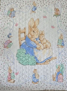 Vintage Quilted Fabric Panel Beatrice Potter Peter Rabbit 45.5"L X 33"W  - Picture 1 of 9