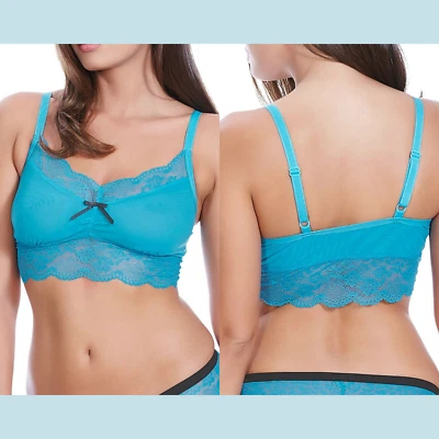 NWT FREYA 'Fancies' Lace Trim Bralette in Electric Blue [SZ Medium ] #C638 - Image 1 of 4