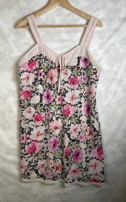 Camisón Oscar De La Renta Etiqueta Rosa Slip Dormir MEDIANO Floral Rosa Borde de Encaje Foto 1 de 4