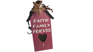 Large Wooden Birdhouse Barn Red Faith Family Friends Decorative Birdhouses NR - Picture 1 of 5