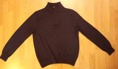 J CREW Mens L 100% Merino Wool Dark Gray Sweater 1/2 Zip 99132 EUC - Image 1 of 4