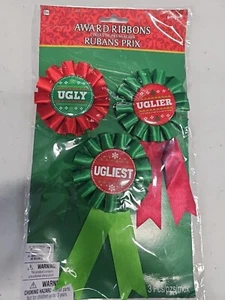 Ugly Uglier Ugliest Sweater 3 Count Award Ribbons Badges Christmas Party - Picture 1 of 2