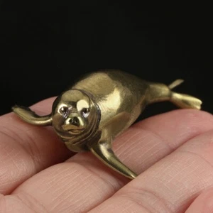 Solid Brass Seals Figurine Small Statue Animal Figurines Toys Desktop Decoration - Picture 1 of 5