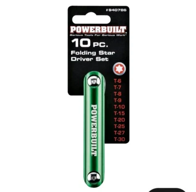 Powerbuilt 10 Pc. Aluminum Folding Star Hex Key, T6 to T30 - 940786 - Image 1 of 4