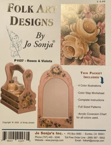 Vintage Tole Painting Pattern Packet: Roses & Violets by Jo Sonja Jansen - Picture 1 of 3