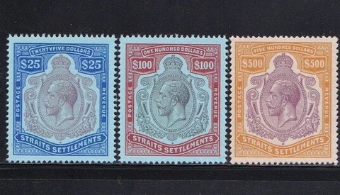 1912 Straits Settlements KGV Keyplate Set MNH Reproduction Stamp sv Cover