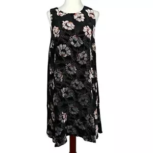 Ann Taylor Loft Samt Kleid Damen SM Schwarz Mini Whimsigoth Iced Floral Swing - Bild 1 von 13
