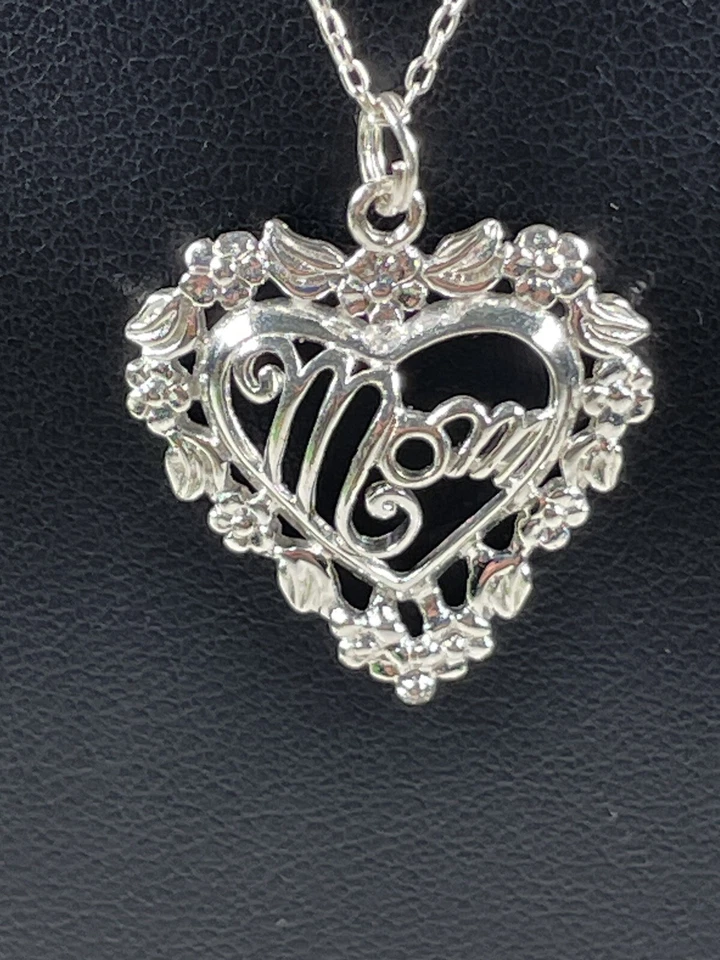 COLAR CORAÇÃO MÃE PRATA ESTERLINA 925 JEZLAINE 18" FLORAL LOVE 100 - Imagem 1 de 4