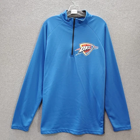 Oklahoma City Thunder Men Sweatshirt XL Blue Team Logo TX3 Cool 1/2 Zip Pullover Cover
