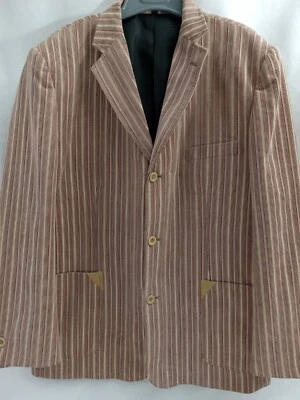 Blazer Pronti Collection By Phita masculino listrado veludo bege/vermelho - Imagem 1 de 4