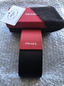 Prada Red & Black Sunglasses/Eyeglasses Hard Case Cleaning Cloth Gift Box