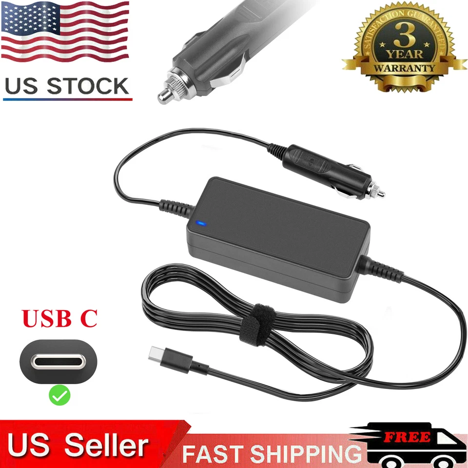 Carregador de carro laptop 65W USB-C PD para Lenovo ThinkBook ThinkPad Yoga IdeaPad Dell - Imagem 1 de 4