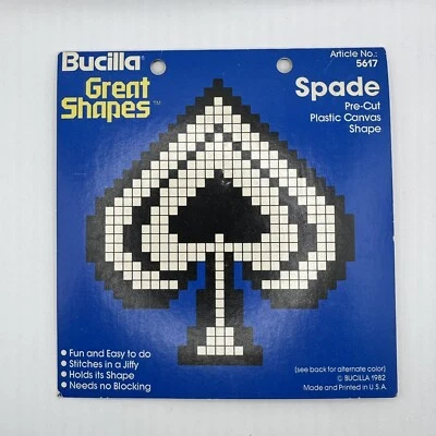 Vintages Bucilla Great Shapes 1982 Pre-Cut Plastic Canvas Shapes Spade No 5617 - Image 1 of 4