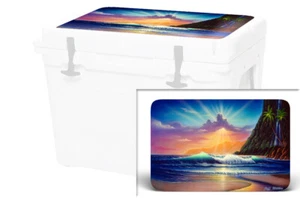 Vinyl Cooler Wrap fits YETI Tundra 35 | Decal Skin LID - Island Sunrise - Picture 1 of 6