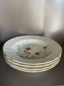 MIKASA MARGAUX FINE IVORY 9 1/4” Large Rim Soup Bowls D1006 Floral Set Of 2 - Picture 1 of 12