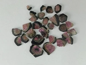 Tourmaline Bi-Color Watermelon Drilled Slices 28 Pcs. 120.40 Ct Natural Gemstone - Picture 1 of 10